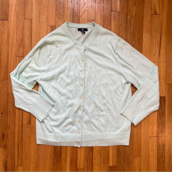 Gap Cotton Cardigan Women’s XL Mint Green Fine Knit Sweater Fall Layering - Picture 1 of 9